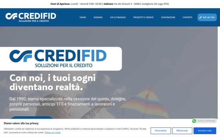 Kuvakaappaus sivustosta credifid.it