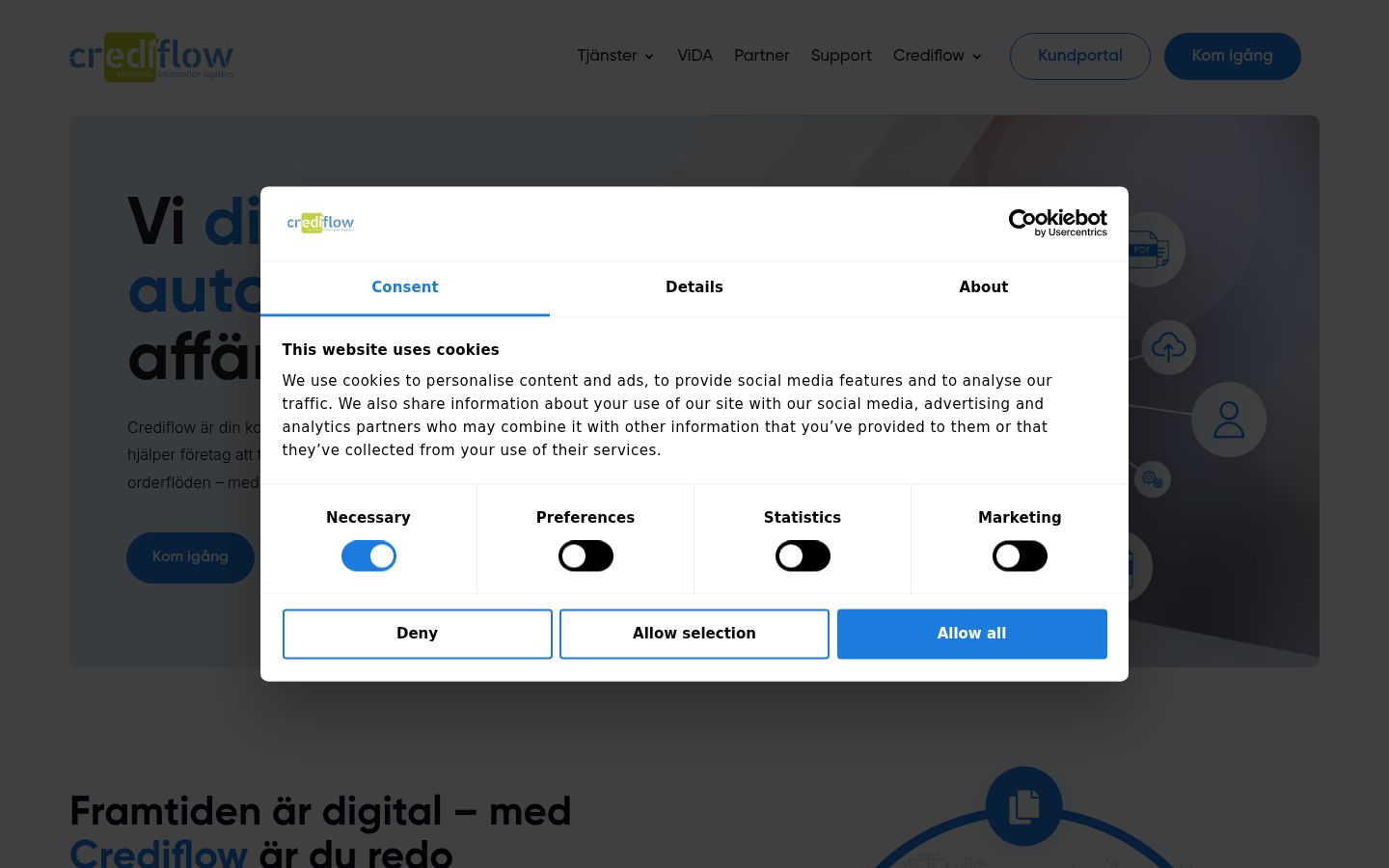 Screenshot of the consent banner shown before any interaction