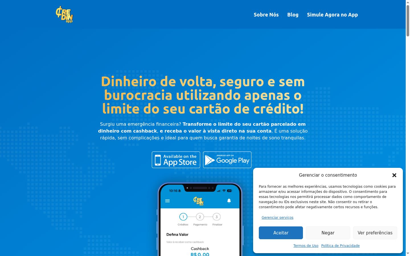 Captura de pantalla del banner de consentimiento mostrado antes de cualquier interacción