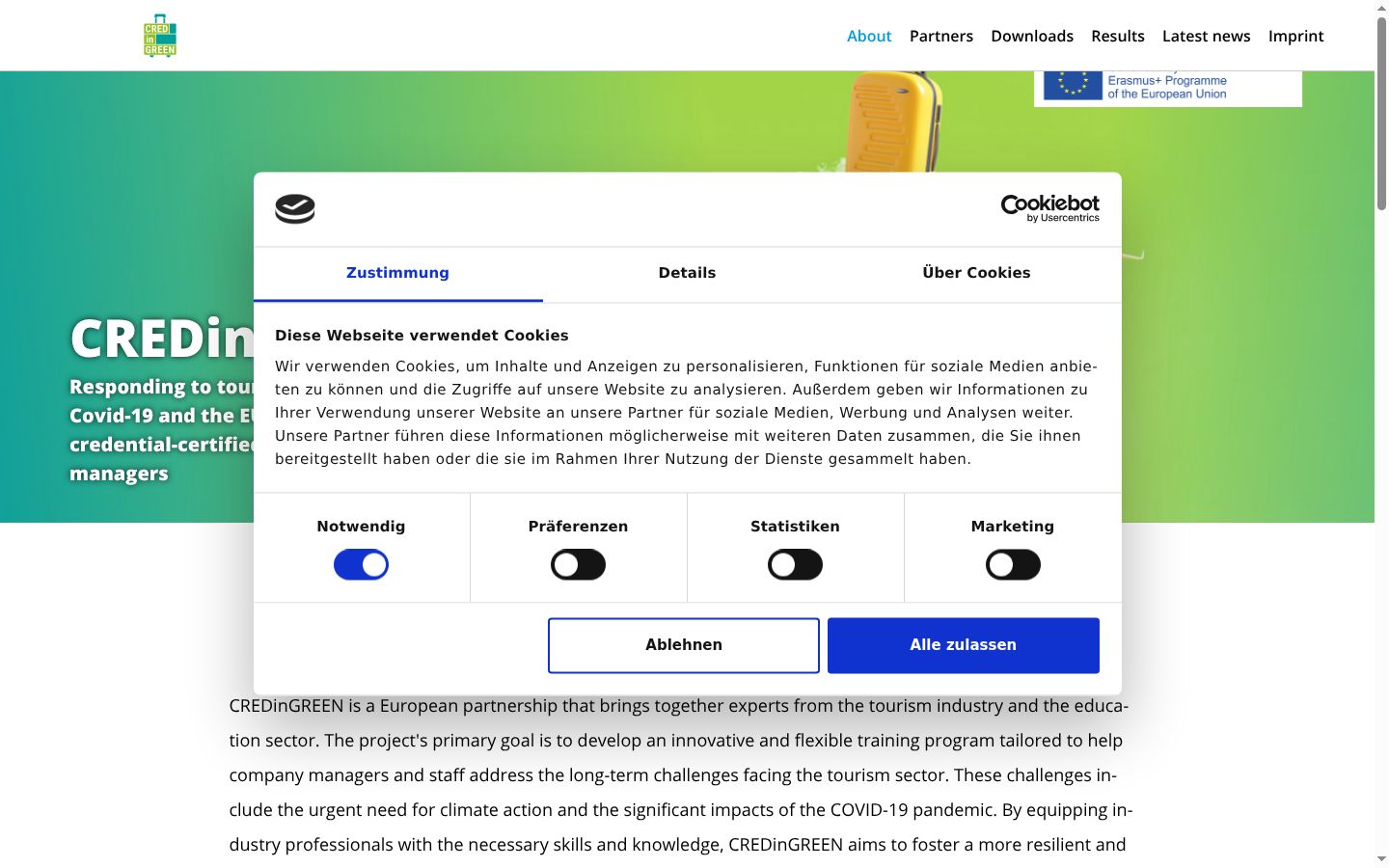 Capture d'écran de la bannière de consentement affichée avant toute interaction