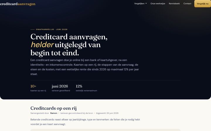Screenshot of credit-cardaanvragen.nl