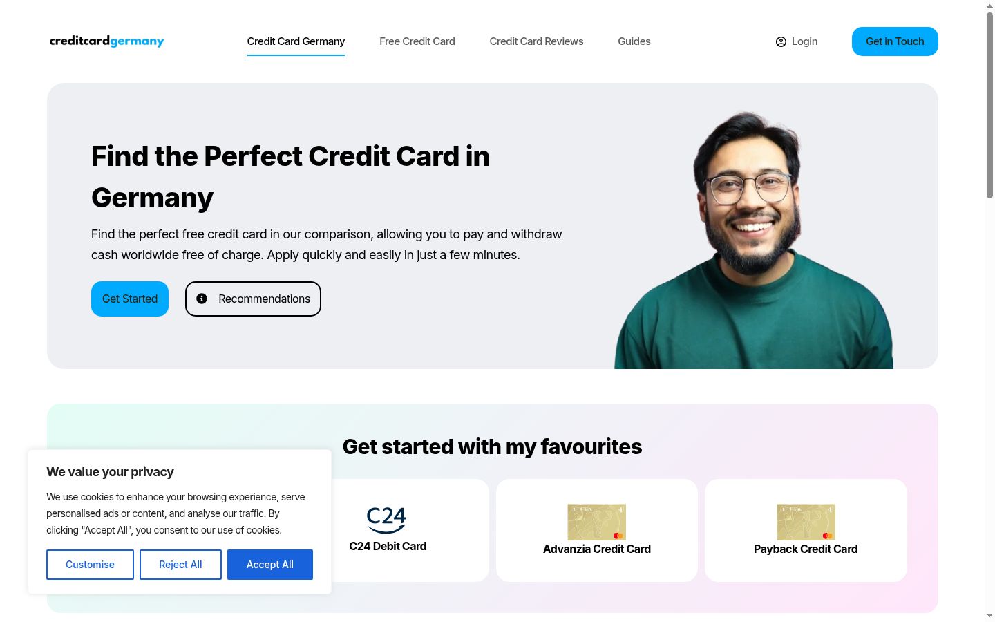 Screenshot del banner di consenso mostrato prima di qualsiasi interazione