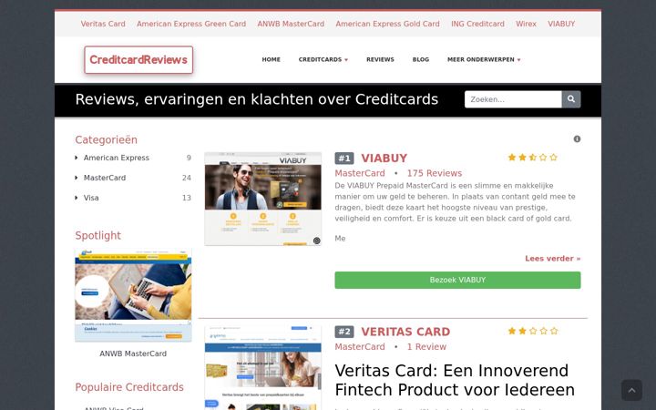 Captură de ecran a creditcardreviews.nl