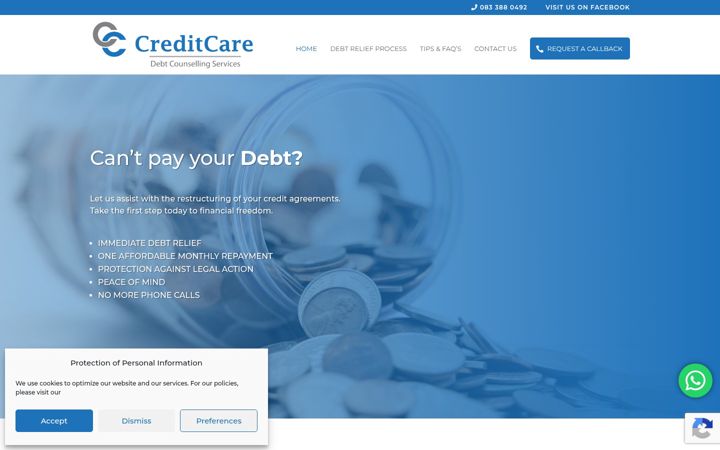 Skärmbild av creditcareza.co.za