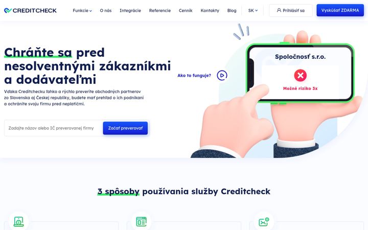 Screenshot of creditcheck.sk