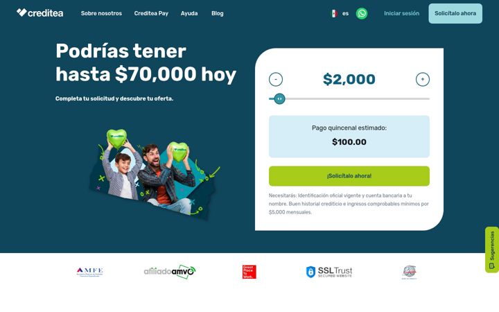 Screenshot of creditea.mx