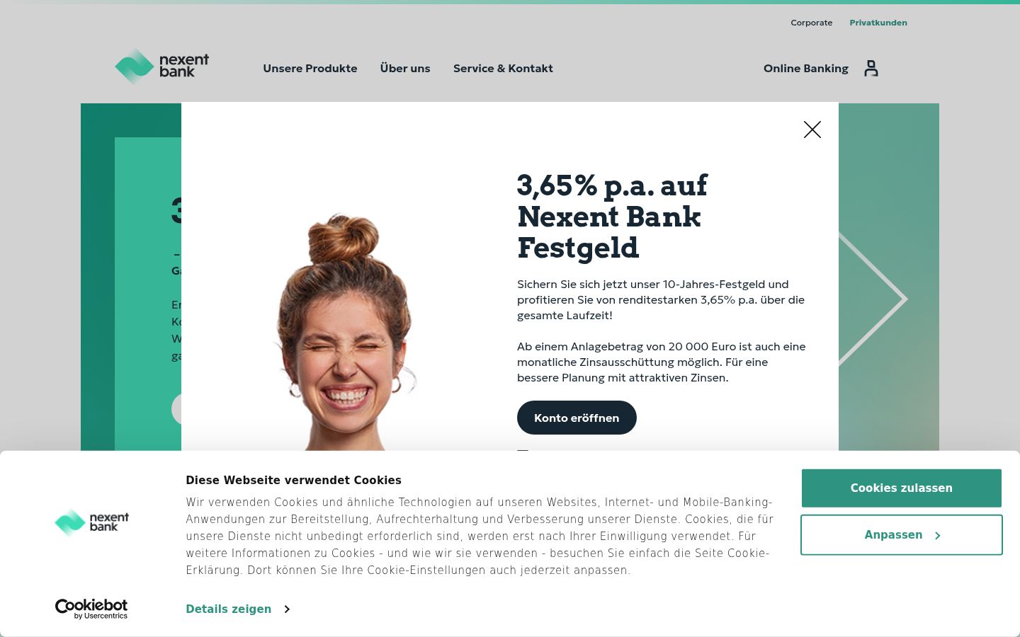 Skärmbild av samtyckesbannern som visades före någon interaktion
