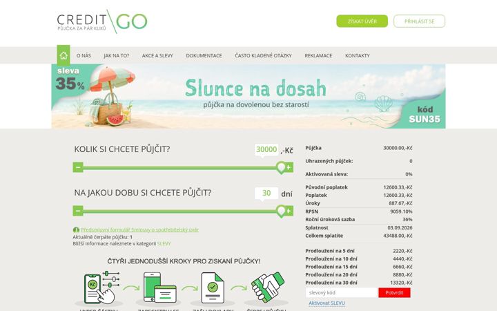 Screenshot stránky creditgo.cz