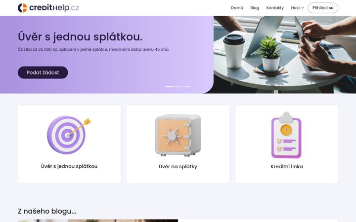 Snimka zaslona za credithelp.cz