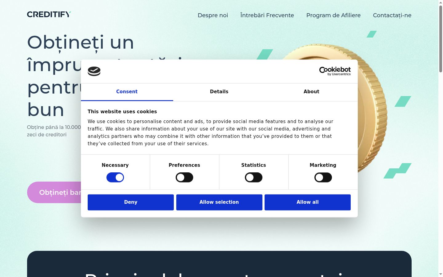 Screenshot tal-banner tal-kunsens muri qabel kwalunkwe interazzjoni