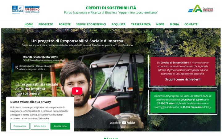 Kuvakaappaus sivustosta creditisostenibilita.it