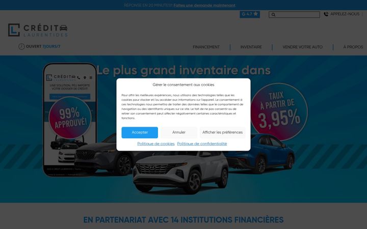 Screenshot of creditlaurentides.ca
