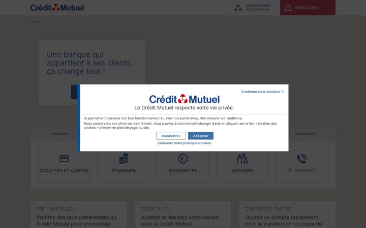 Screenshot of creditmutuel.fr