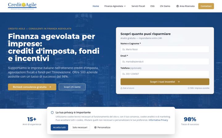 Kuvakaappaus sivustosta creditoagile.it