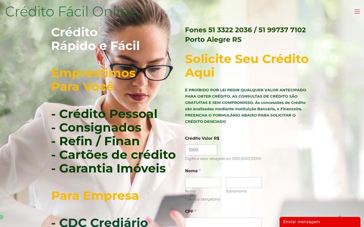 Ekrānuzņēmums no creditofacilonline.com.br