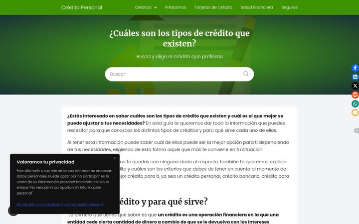 Captura de pantalla de creditopersonal.org