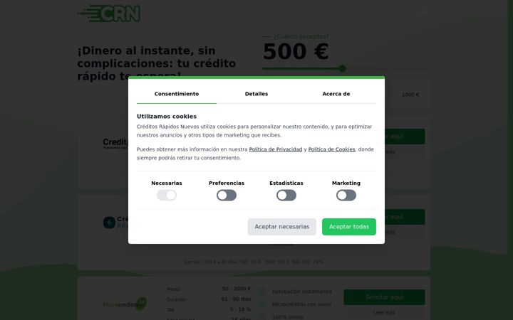 Screenshot of creditosrapidosnuevos.es