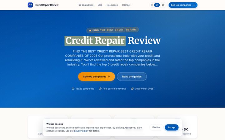 Screenshot of creditrepairreview.com