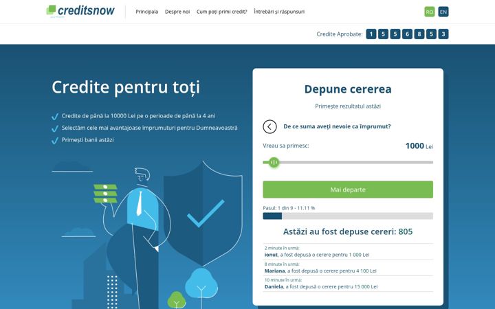 Screenshot of creditsnow.ro