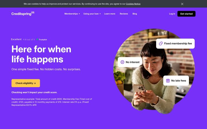 Екранна снимка на creditspring.co.uk