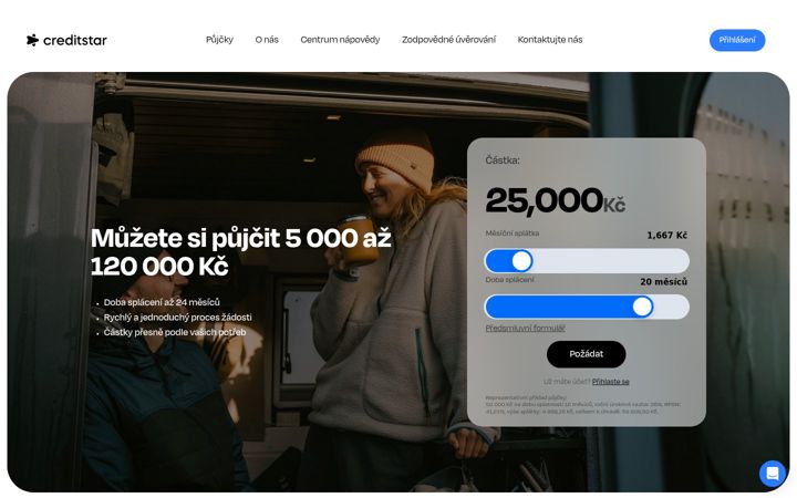 Snimka zaslona za creditstar.cz