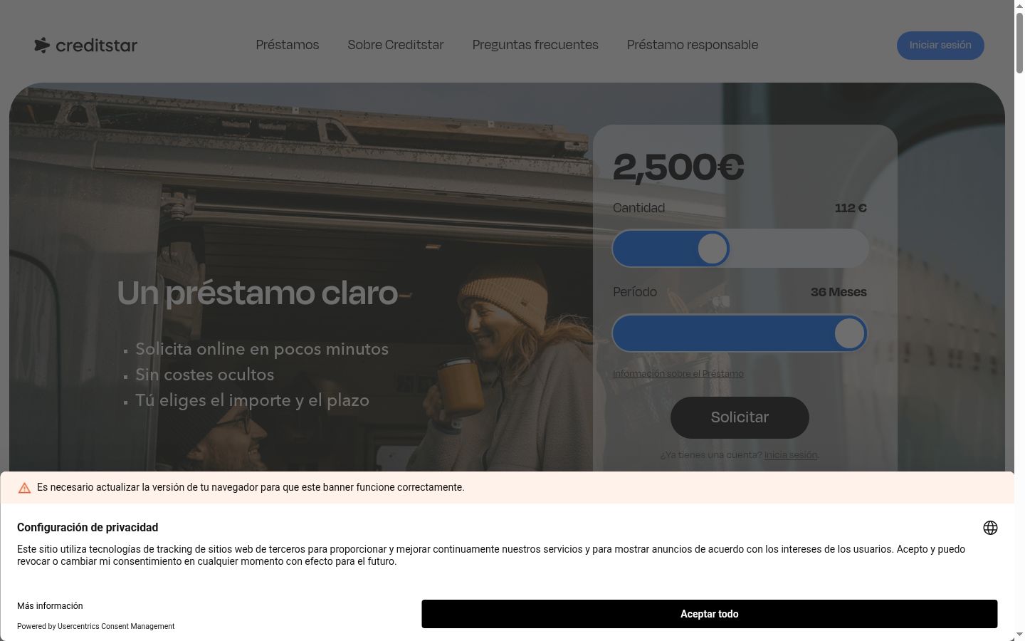 Sutikimo reklamjuostės, rodytos prieš bet kokią sąveiką, ekrano kopija