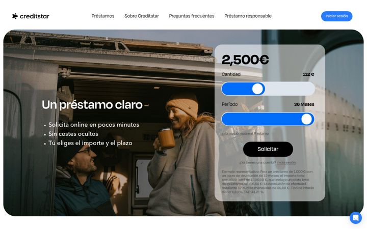 Ekrano kopija creditstar.es