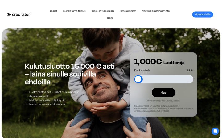 Screenshot of creditstar.fi