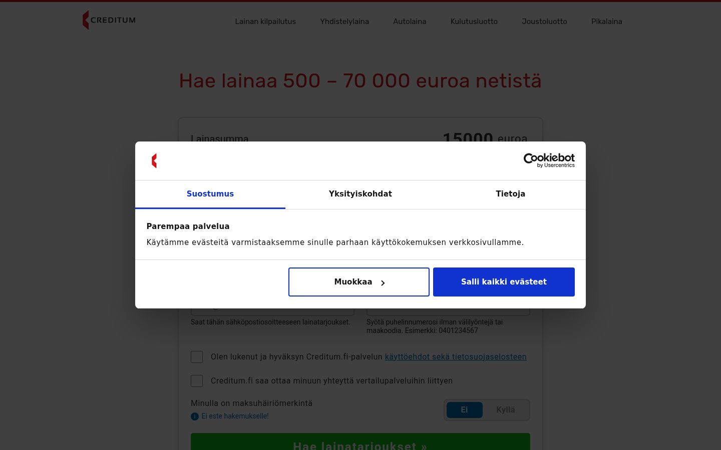 Snímek obrazovky baneru souhlasu zobrazeného před jakoukoli interakcí