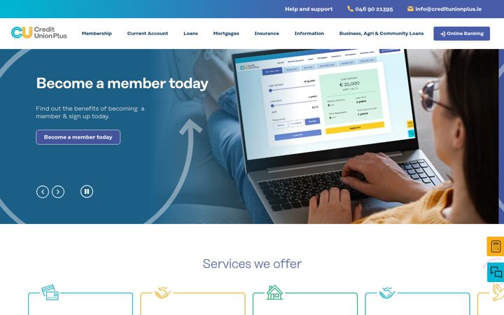 Skærmbillede af creditunionplus.ie