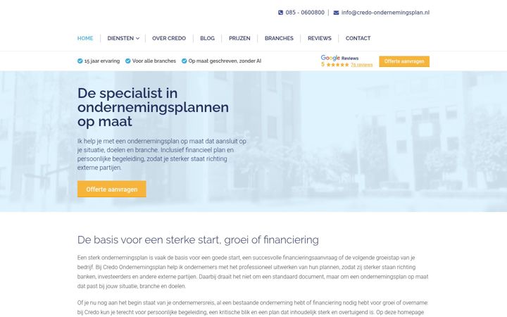 Screenshot of credo-ondernemingsplan.nl