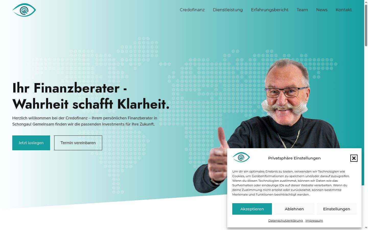Screenshot del banner di consenso mostrato prima di qualsiasi interazione
