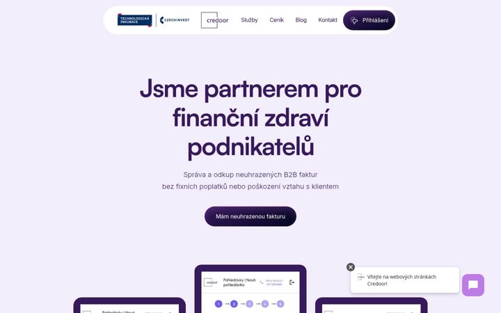 Snimka zaslona za credoor.cz