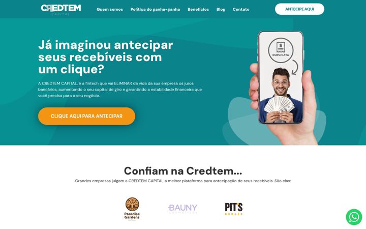 Skärmbild av credtemcapital.com.br