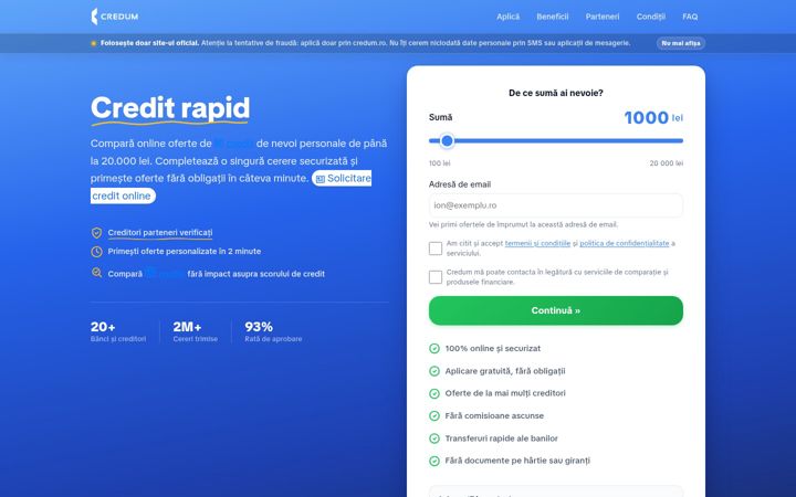 Screenshot of credum.ro