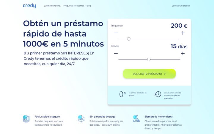 Ekrano kopija credy.es