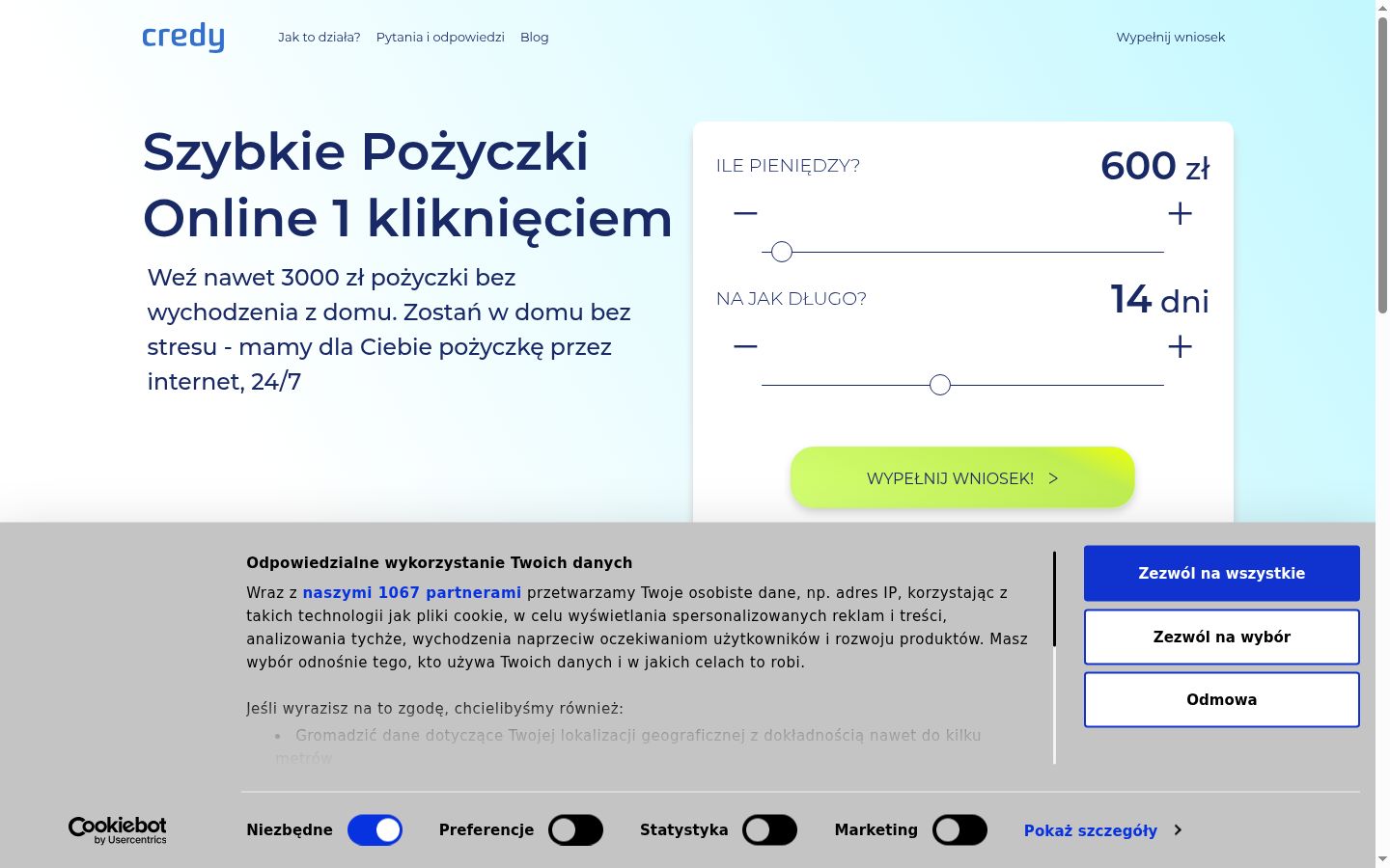 Zrzut ekranu banera zgody wyświetlanego przed jakąkolwiek interakcją