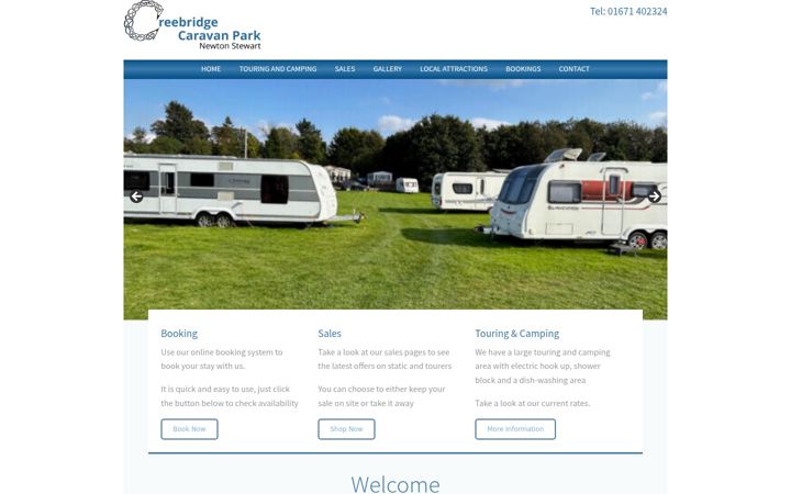 Screenshot von creebridgecaravanpark.co.uk