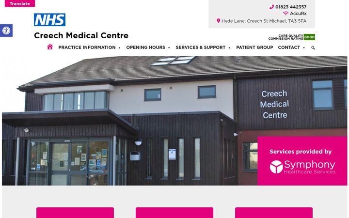 Screenshot of creechmedicalcentre.co.uk