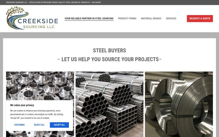 Screenshot of creeksidesourcing.com