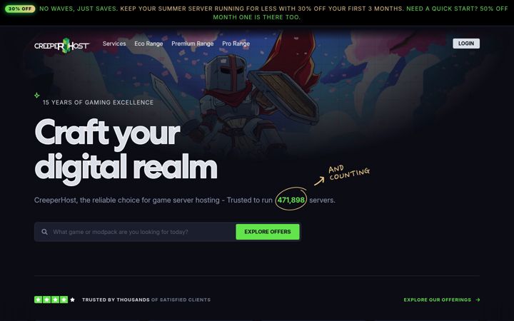 Screenshot of creeperhost.net