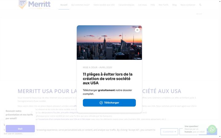 Screenshot of creer-societe-usa.com