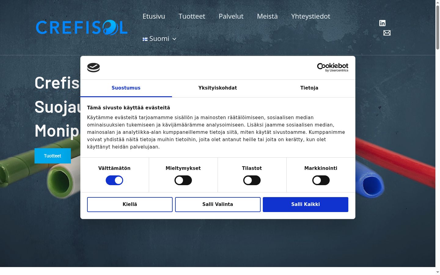 Capture d'écran de la bannière de consentement affichée avant toute interaction