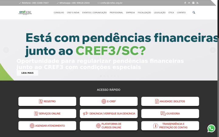 Screenshot of crefsc.org.br