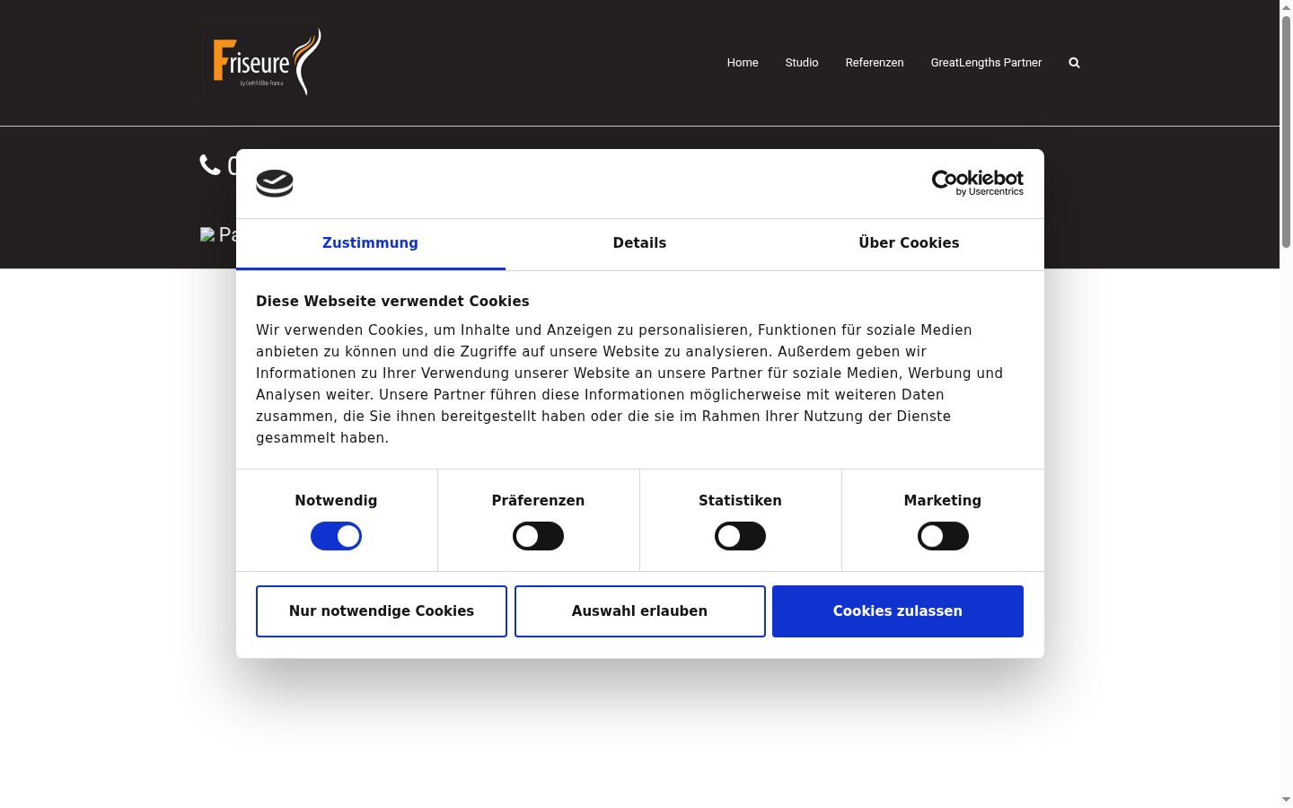 Captura de ecrã do banner de consentimento apresentado antes de qualquer interação