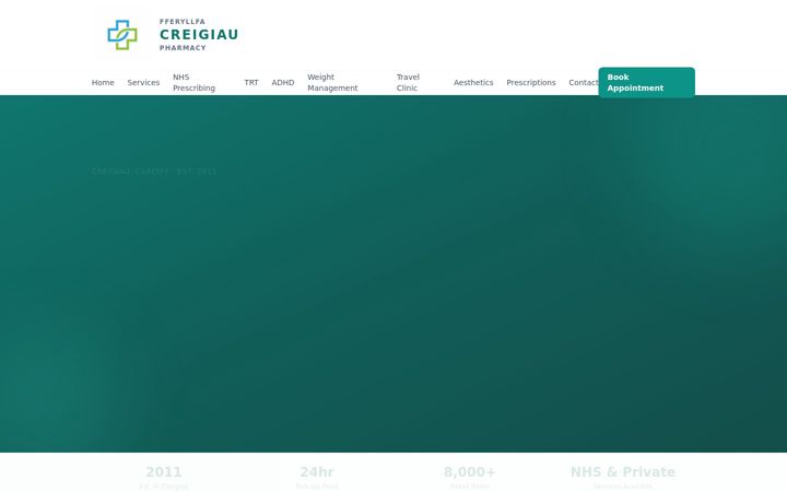 Screenshot of creigiaupharmacy.co.uk