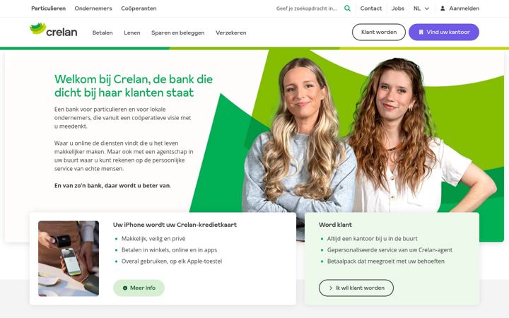 Screenshot of crelan.be