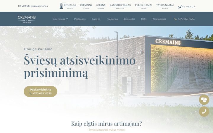 Skærmbillede af cremains.lt