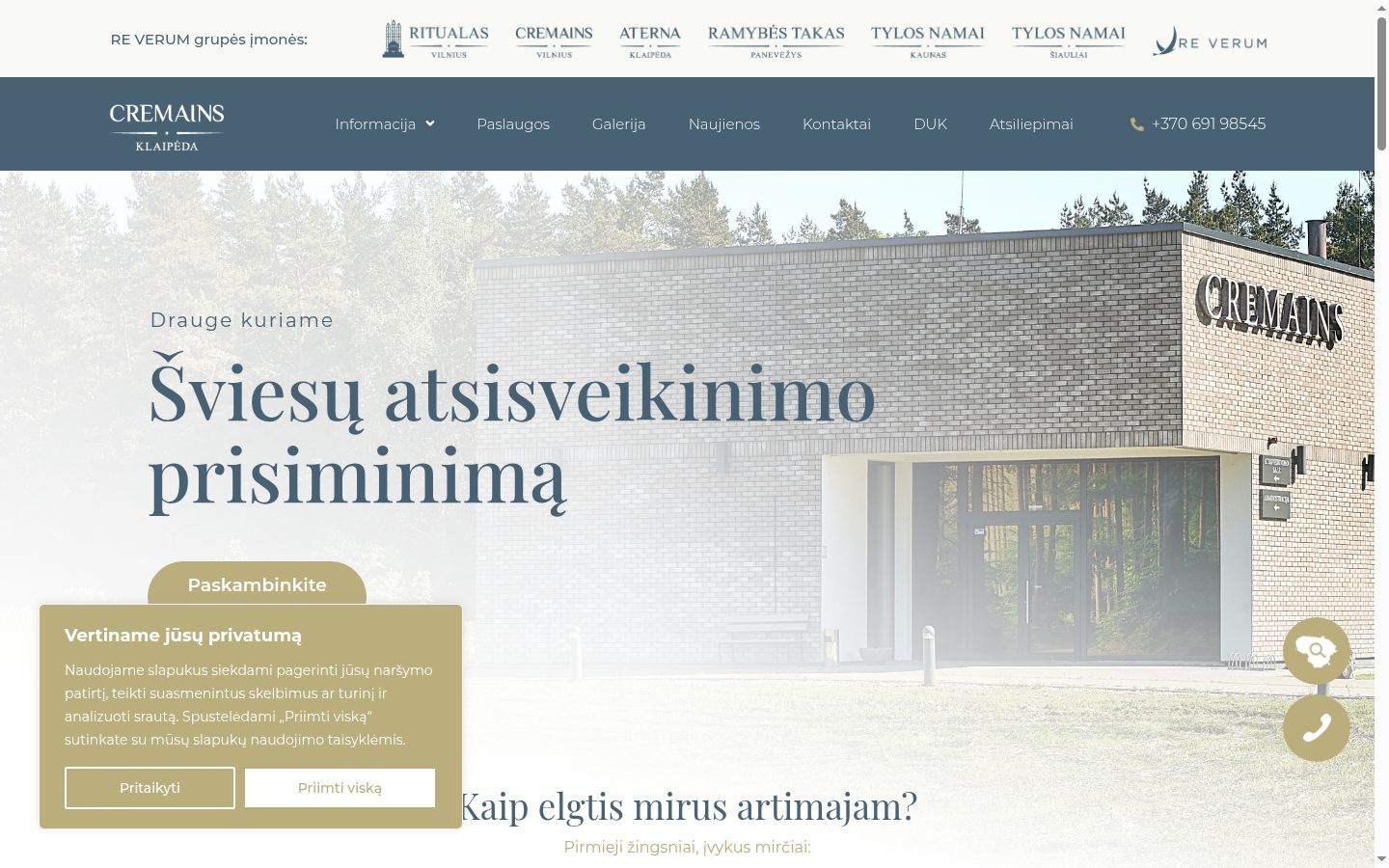 Sutikimo reklamjuostės, rodytos prieš bet kokią sąveiką, ekrano kopija