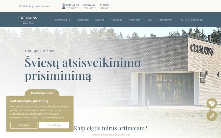 Skærmbillede af cremainsklaipeda.lt
